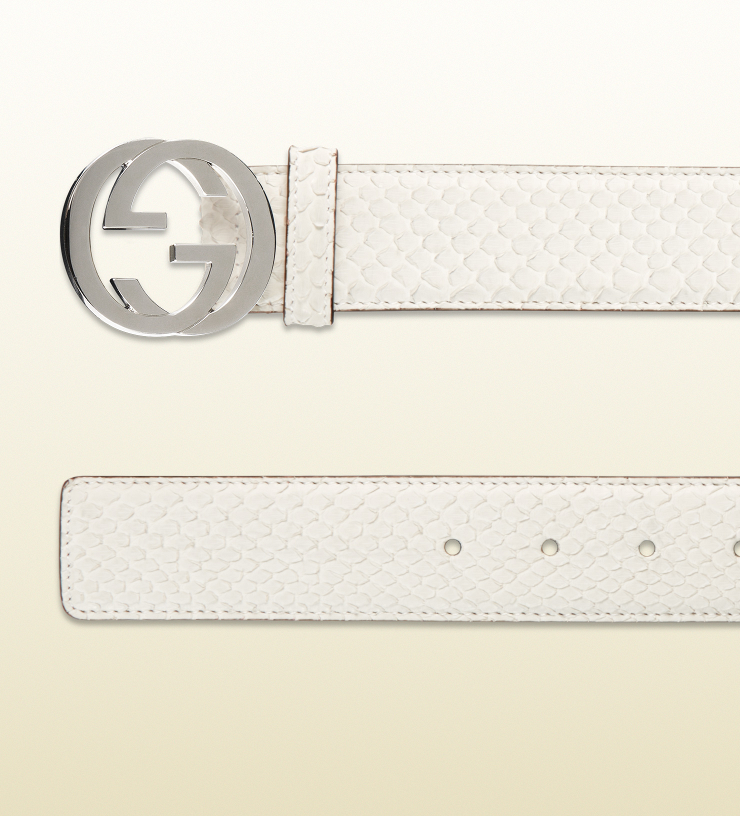 White gucci belt silver buckle Clearance
