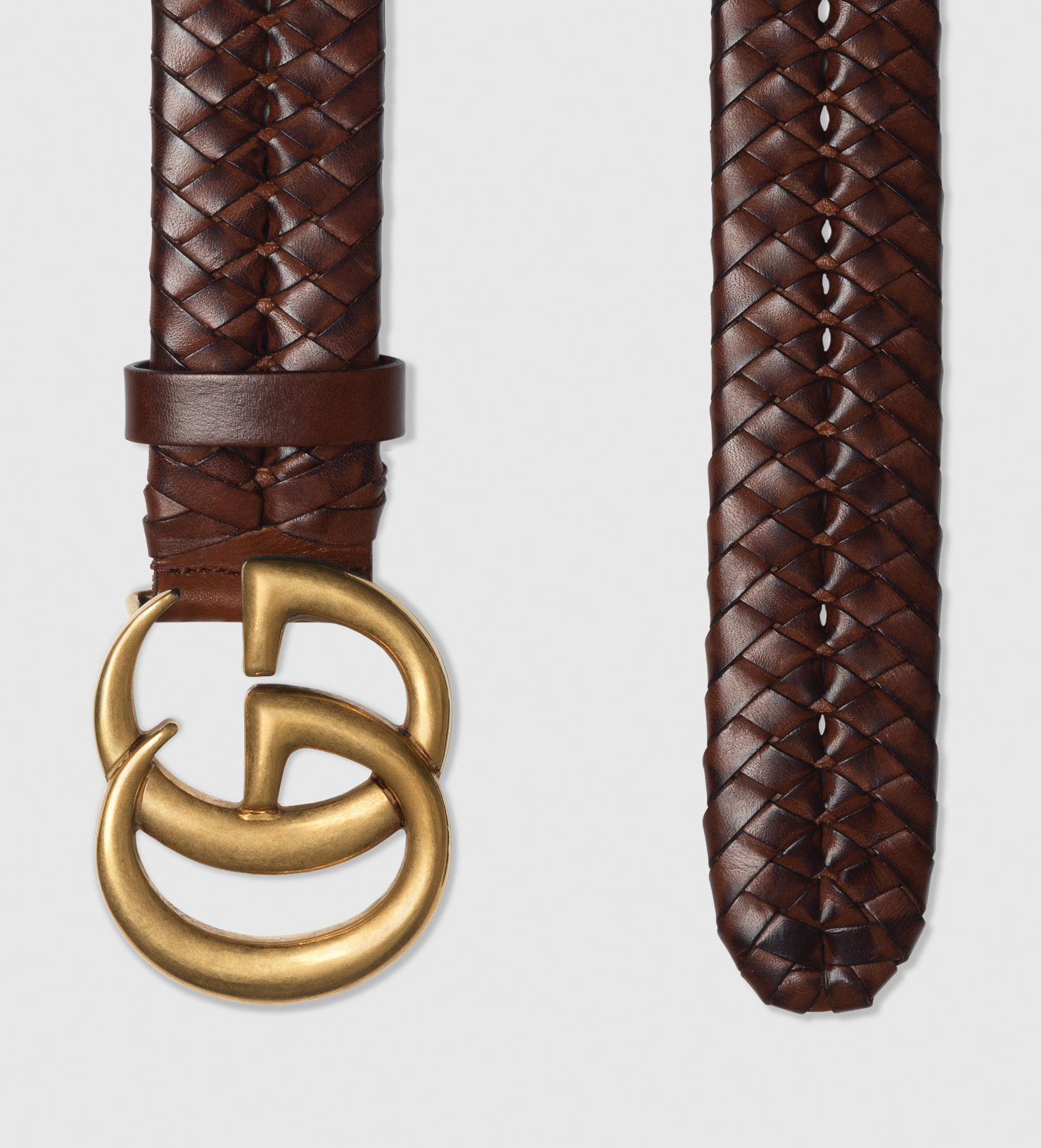 Gucci Leather Braided Belt With Double 