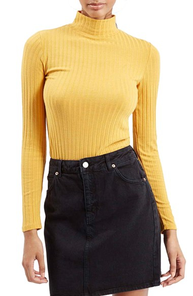 mustard yellow ribbed top