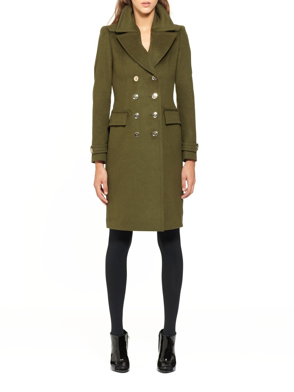 Burberry Doublebreasted Wool Cashmere Military Coat in Olive (Green) - Lyst