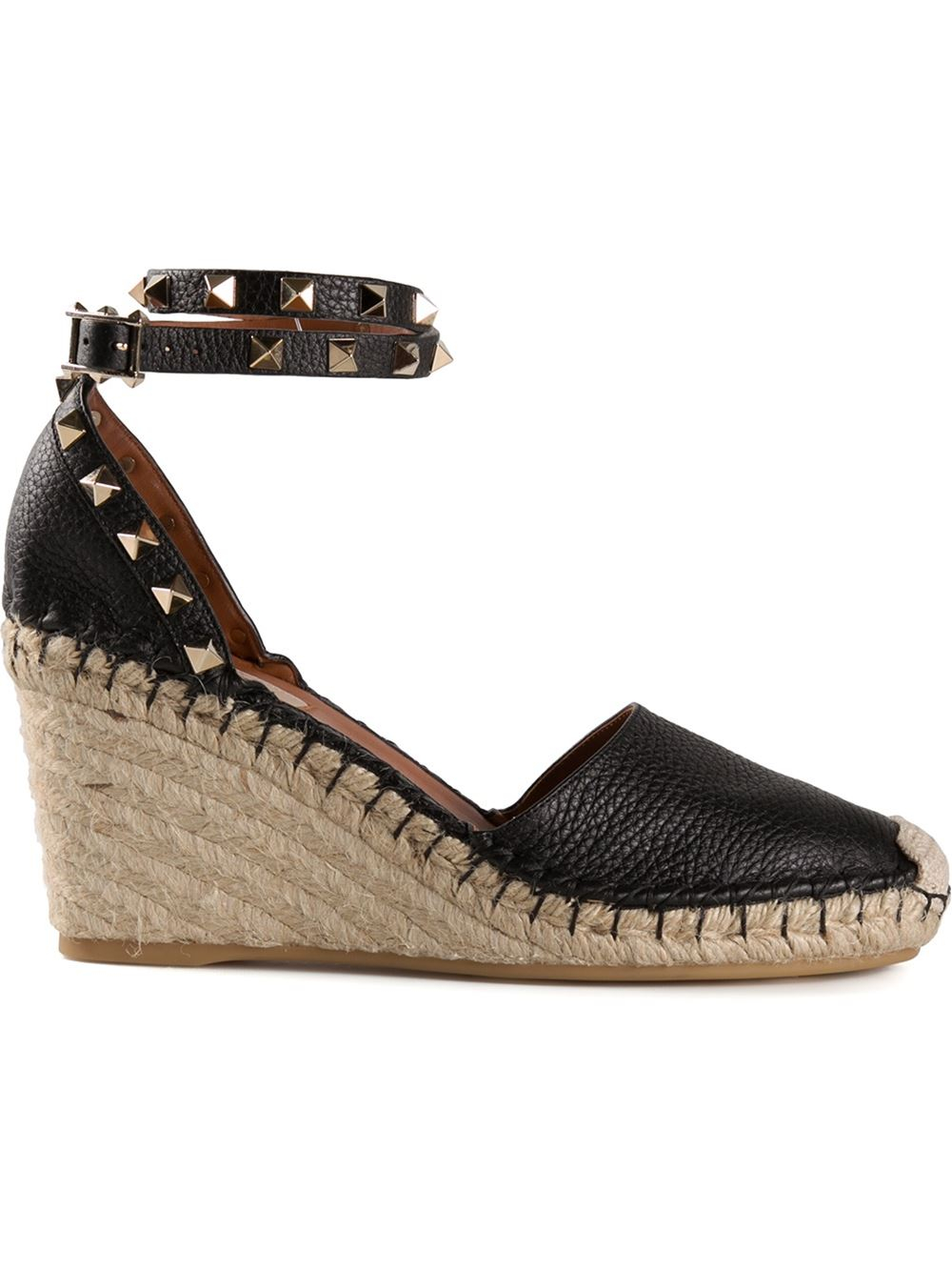 valentino black wedge espadrilles