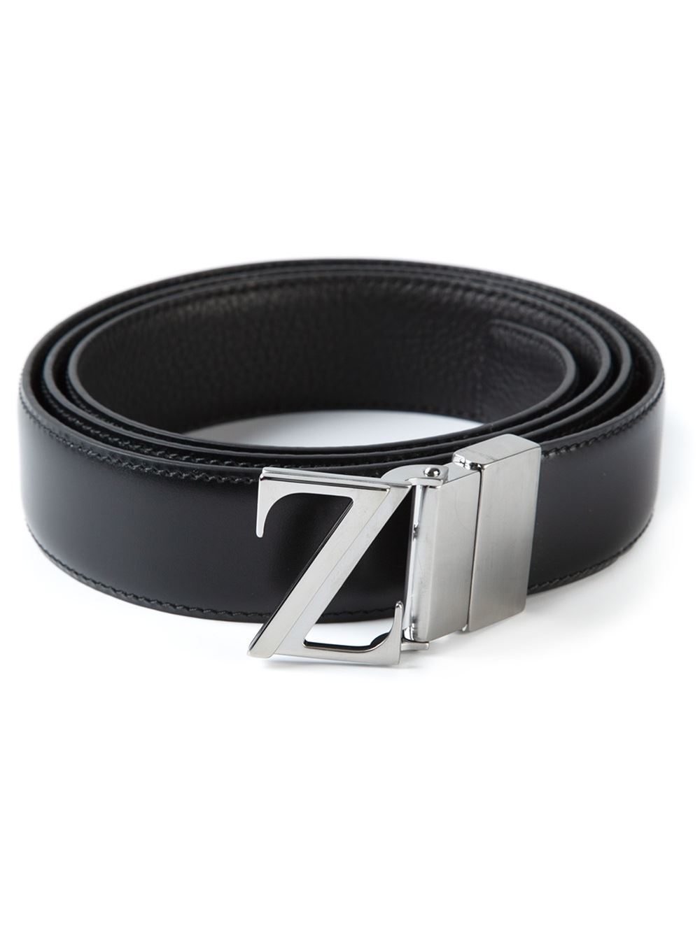 Z Zegna Logo Buckle Belt in Black for Men | Lyst