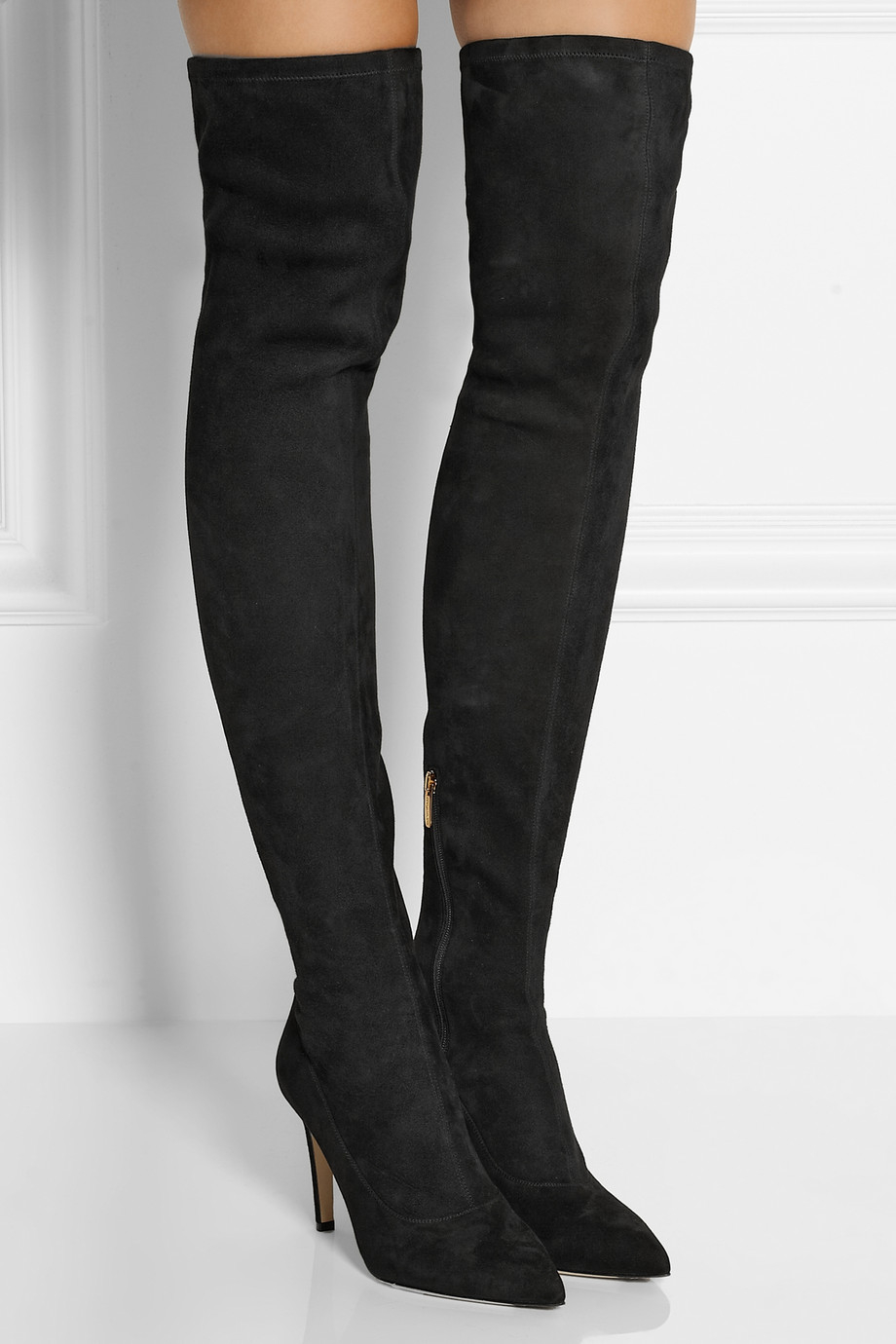 Sergio Rossi Stretch-Suede Over-The-Knee Boots in Black - Lyst