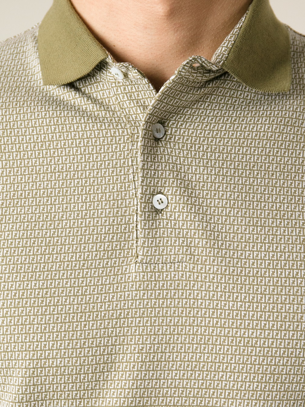 Fendi Monogram Print Polo Shirt in Green for Men | Lyst