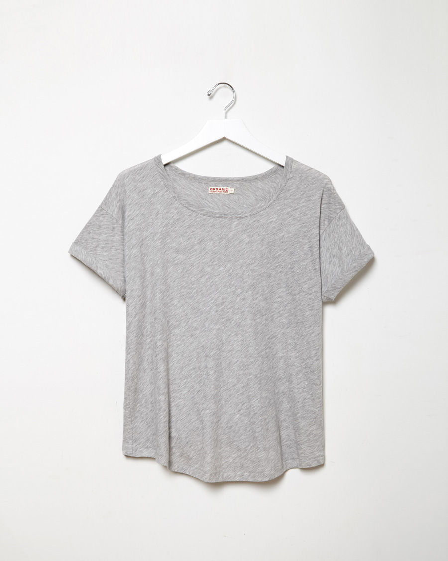 Organic by john patrick Roll Sleeve Tee in Gray | Lyst