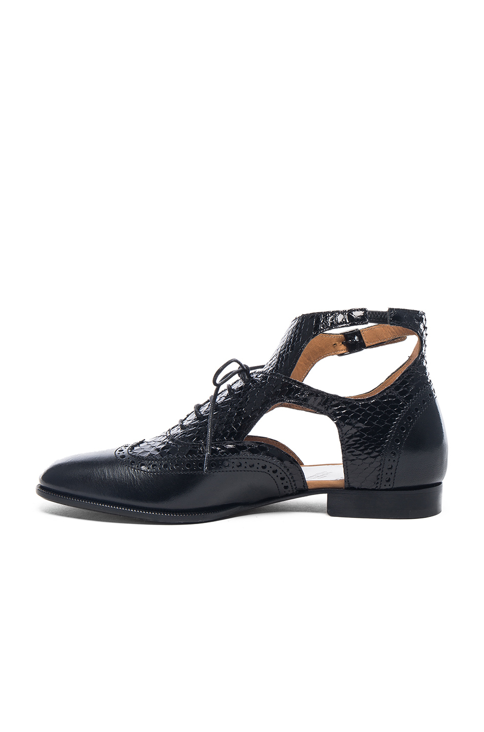Maison Margiela Leather Ankle Strap Oxford Shoes in Black ...