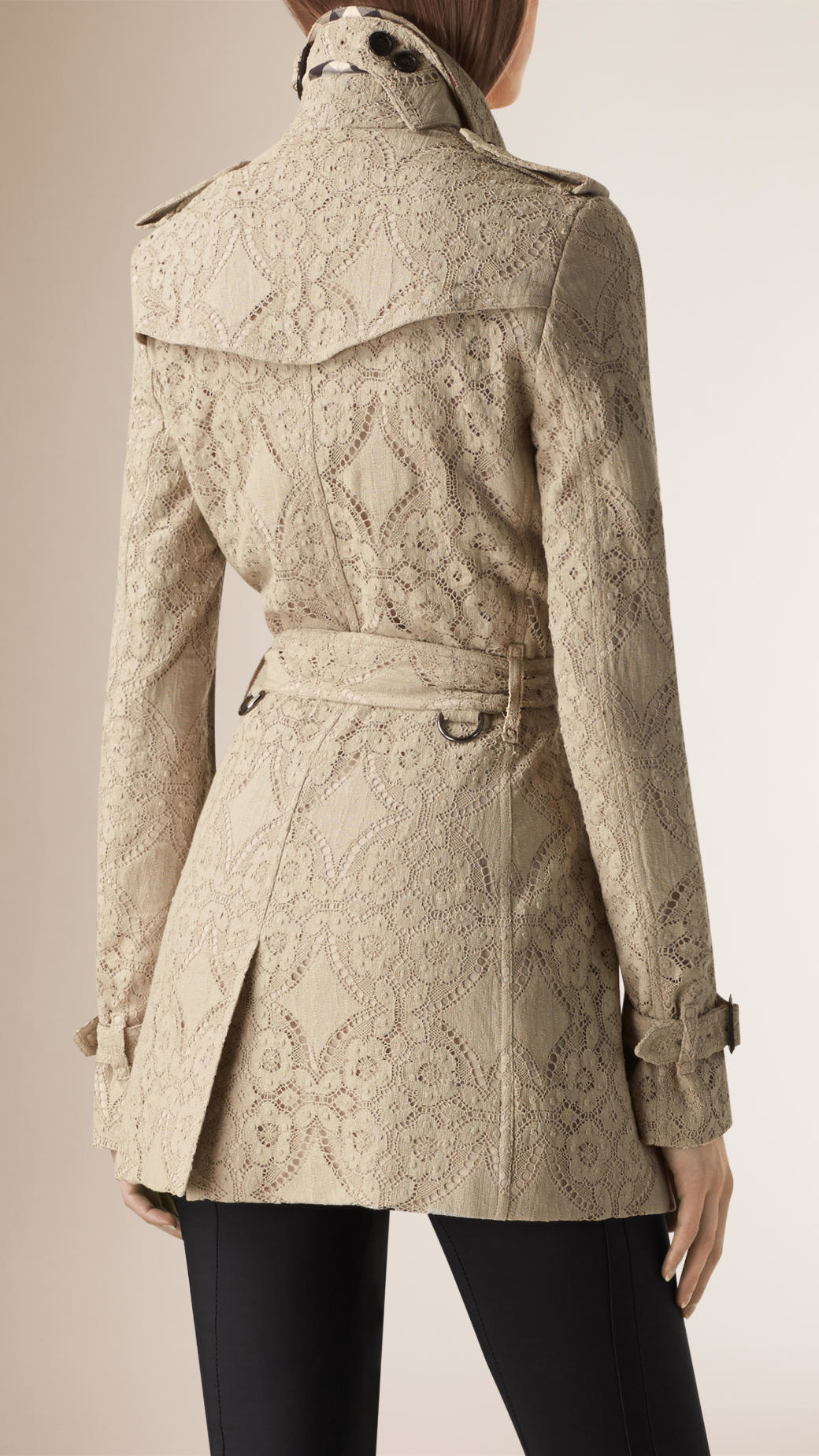 Burberry Gabardine Lace Trench Coat in Beige (Natural) - Lyst