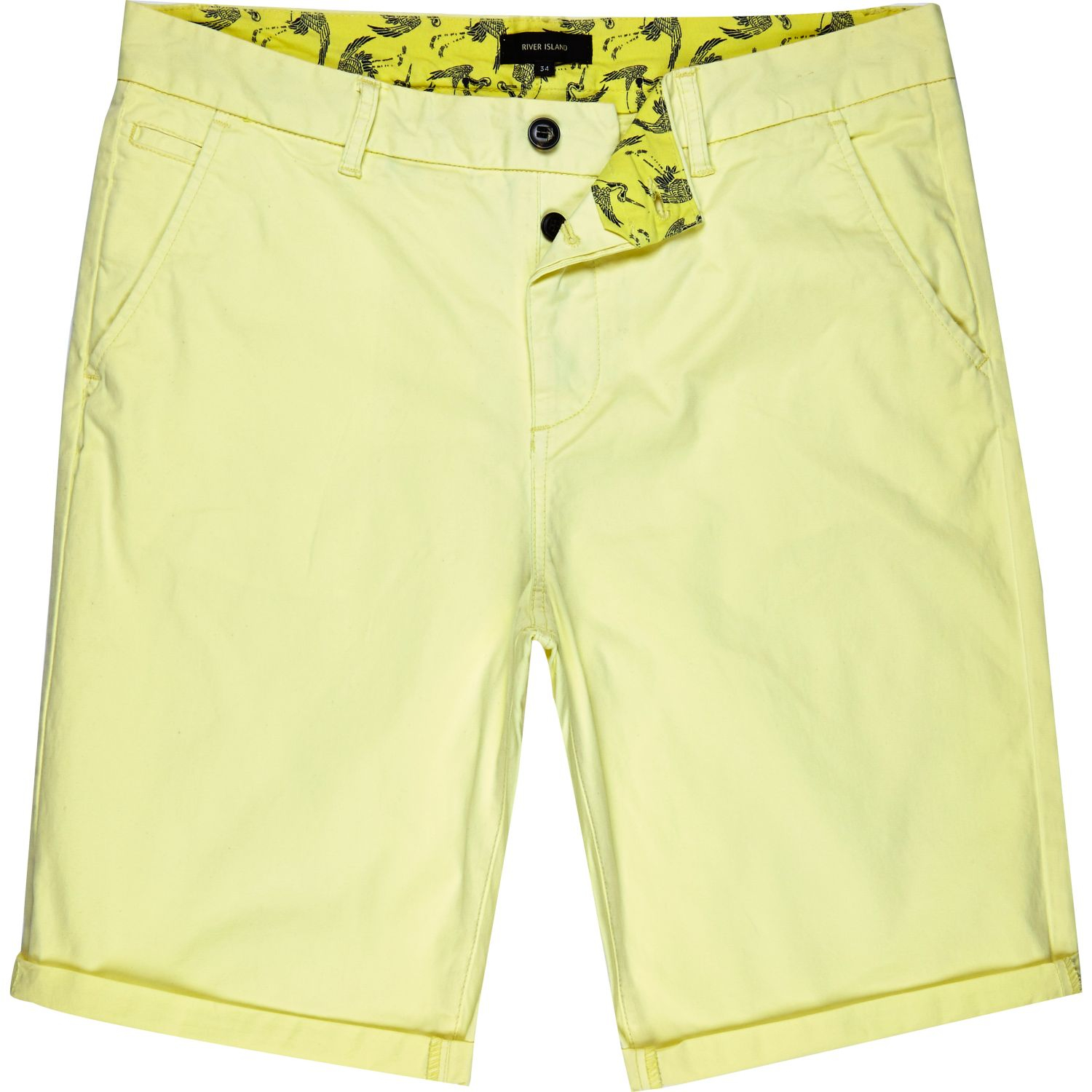 Cotton Yellow Lemon Chino Shorts 