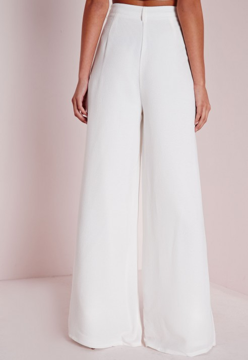 Missguided Synthetic Tall Premium Crepe Wide Leg Pants White - Lyst