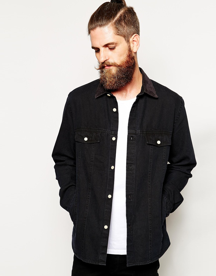 mens black denim overshirt