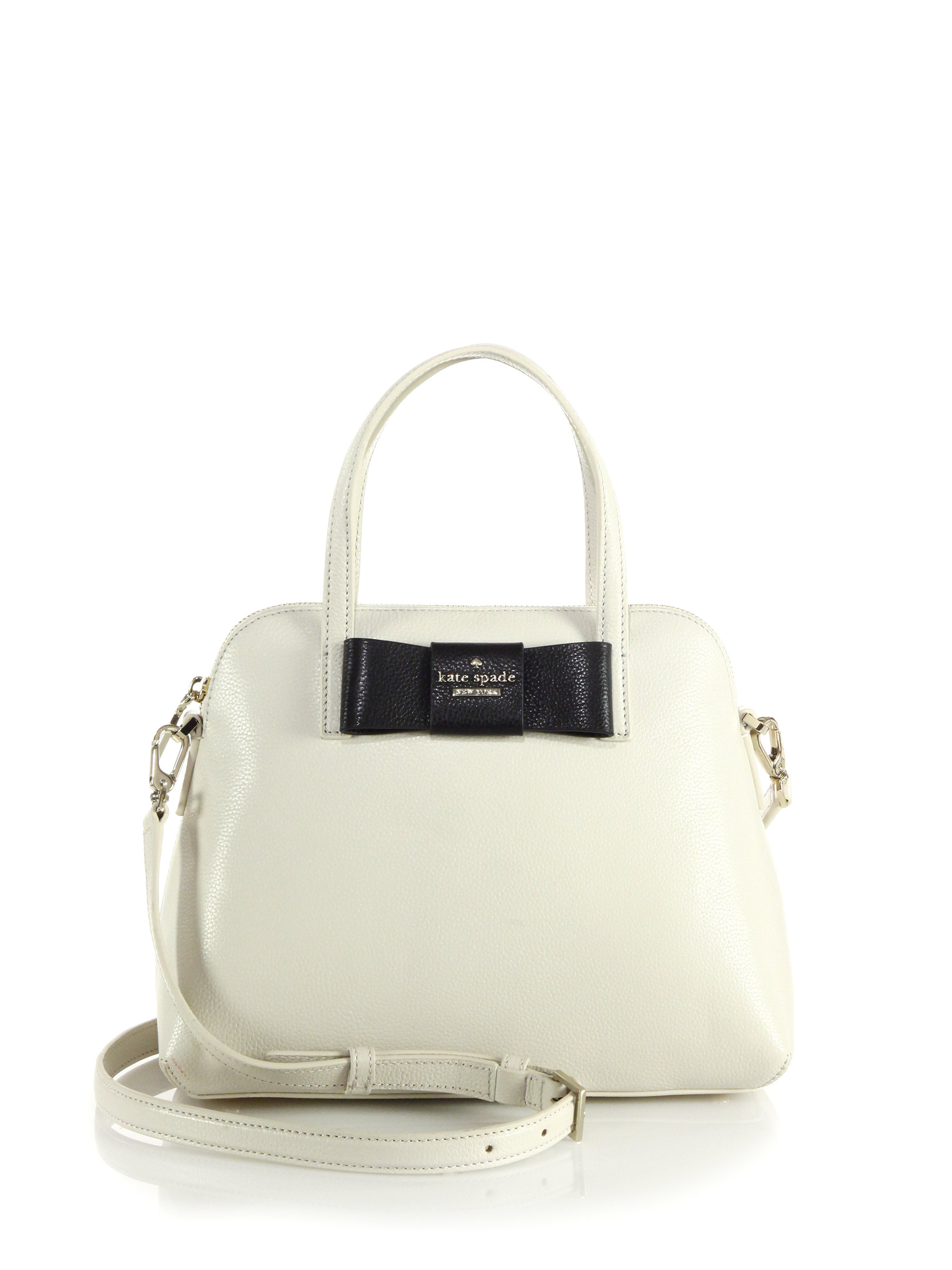 Kate Spade Julia Leather Maise Satchel in White (ivory)