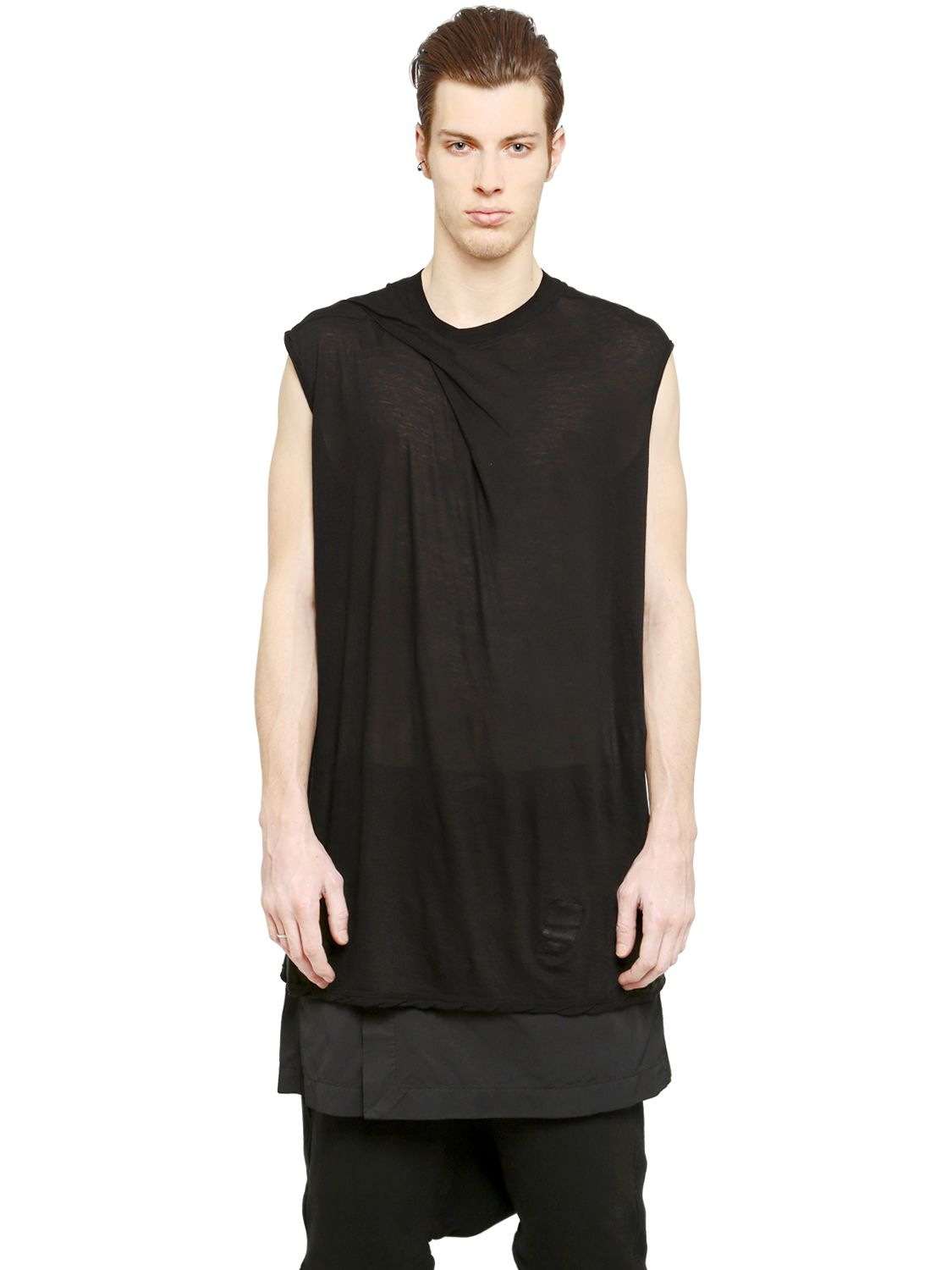 Lyst - Rick Owens Drkshdw Sleeveless Light Cotton T-shirt in Black for Men