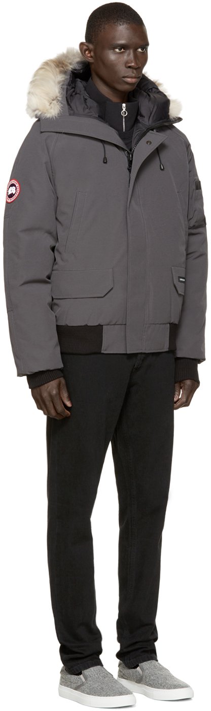 Canada Goose Grey Down Fur Chilliwack Bomber in Grey for Men