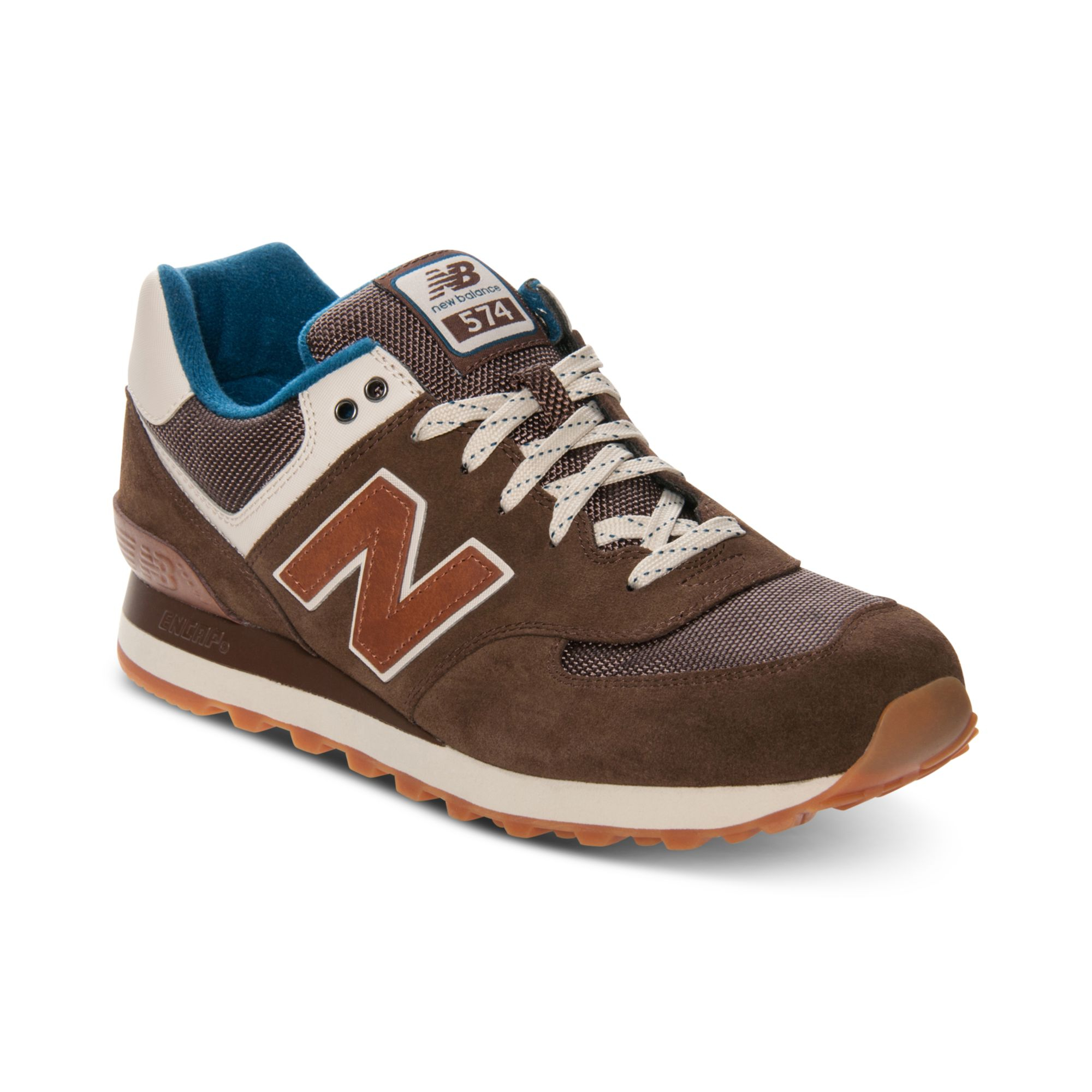 New Balance Mens 574 Casual Sneakers From Finish Line in Brown/Navy ...