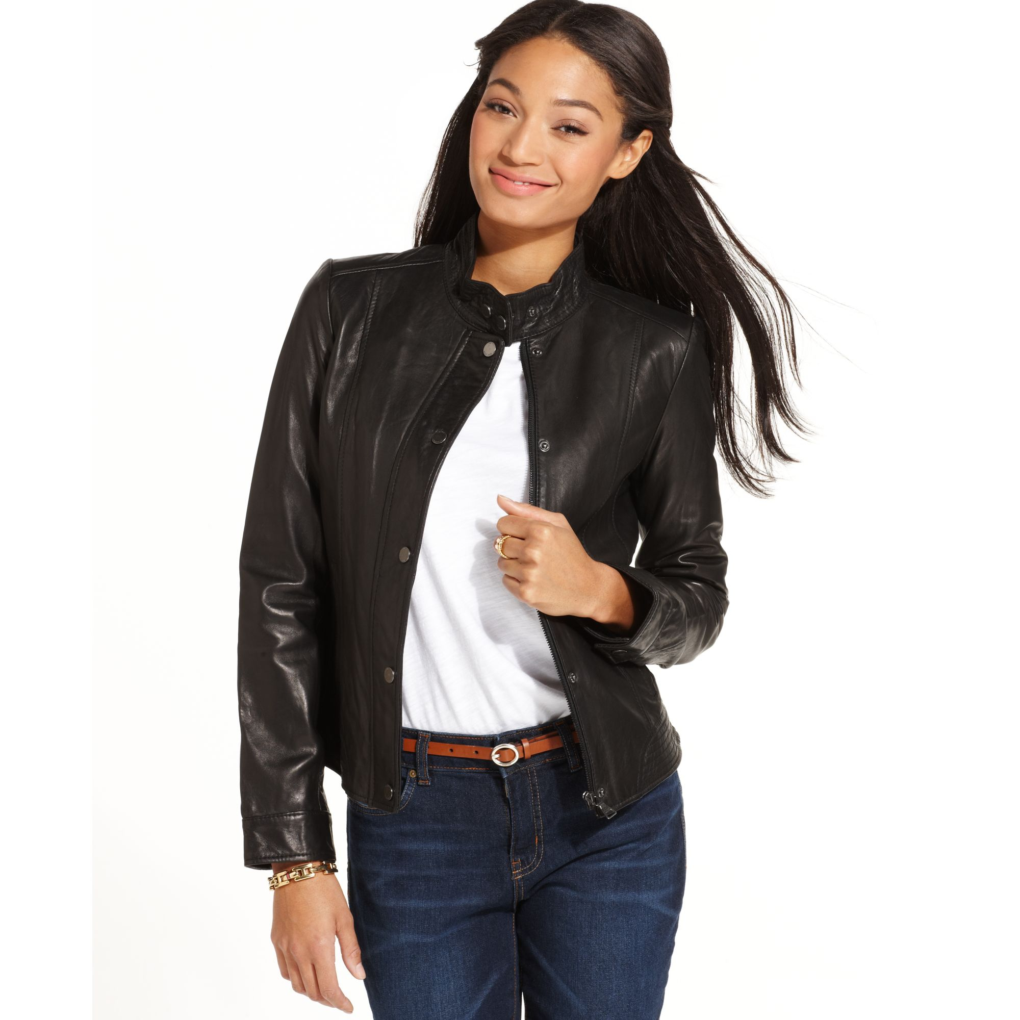 Tommy Leather Moto Jacket in Black - Lyst