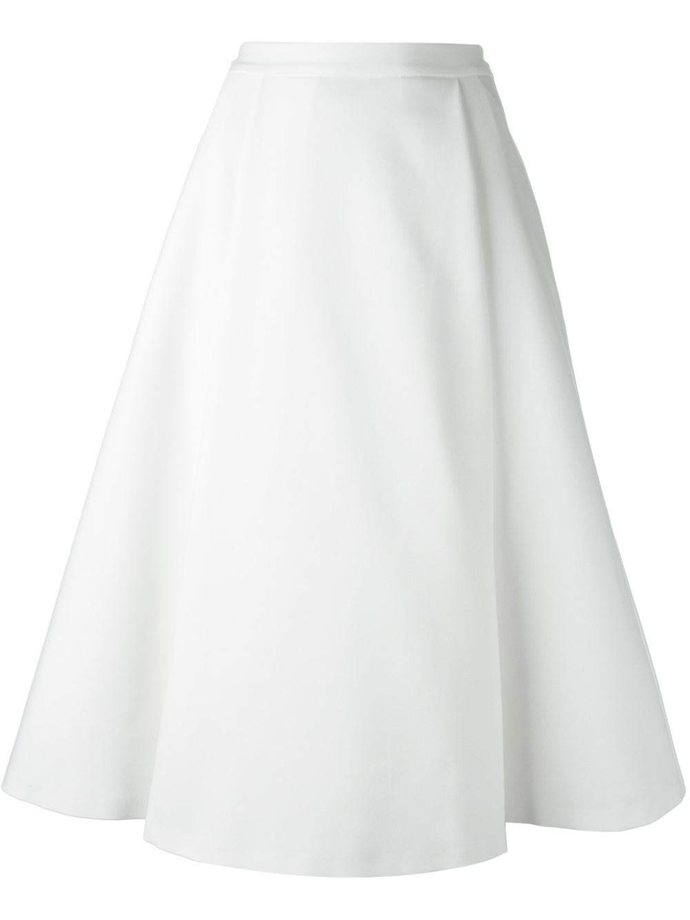 Alice + Olivia Box Pleat Midi Skirt in White - Lyst