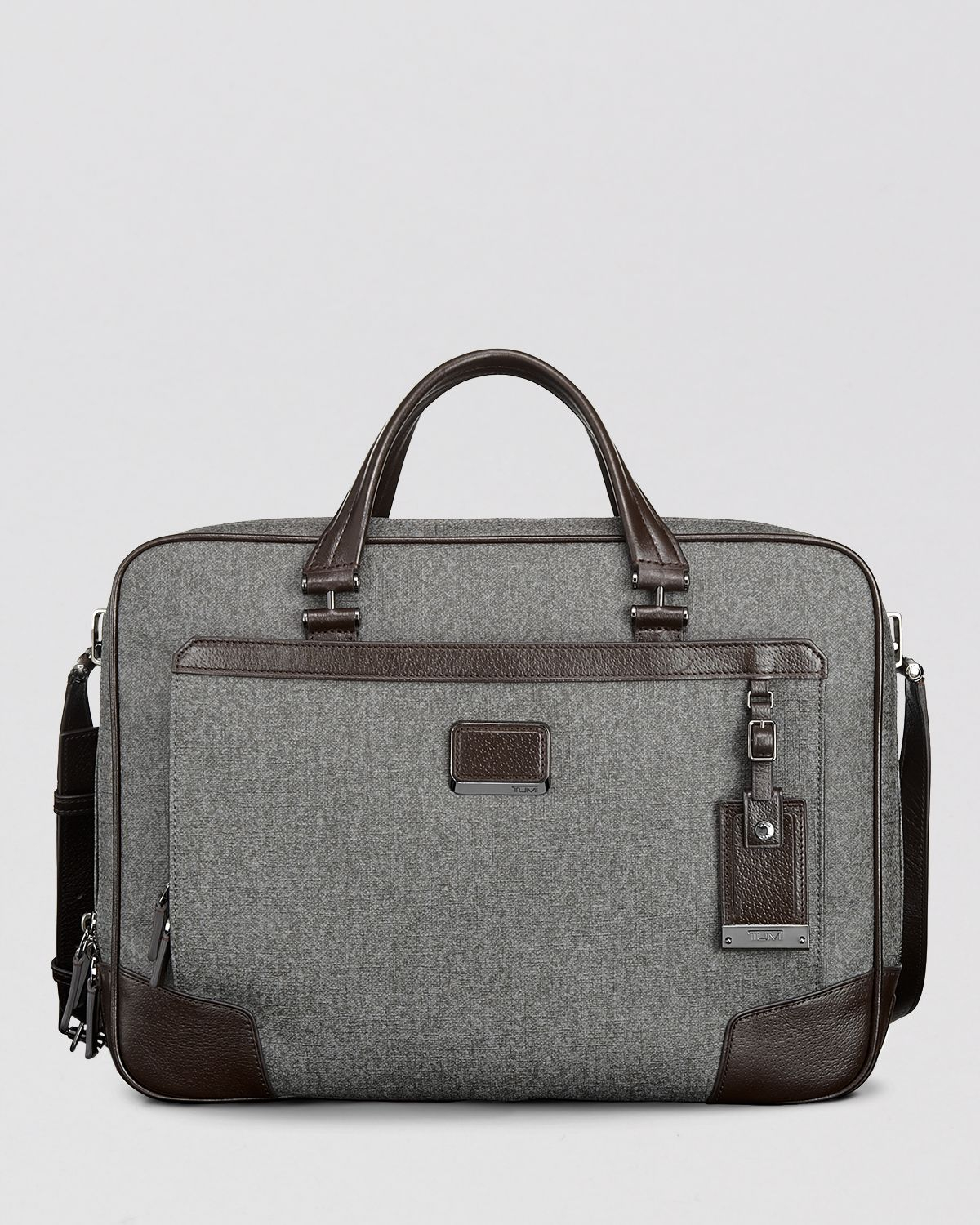 tumi grey briefcase