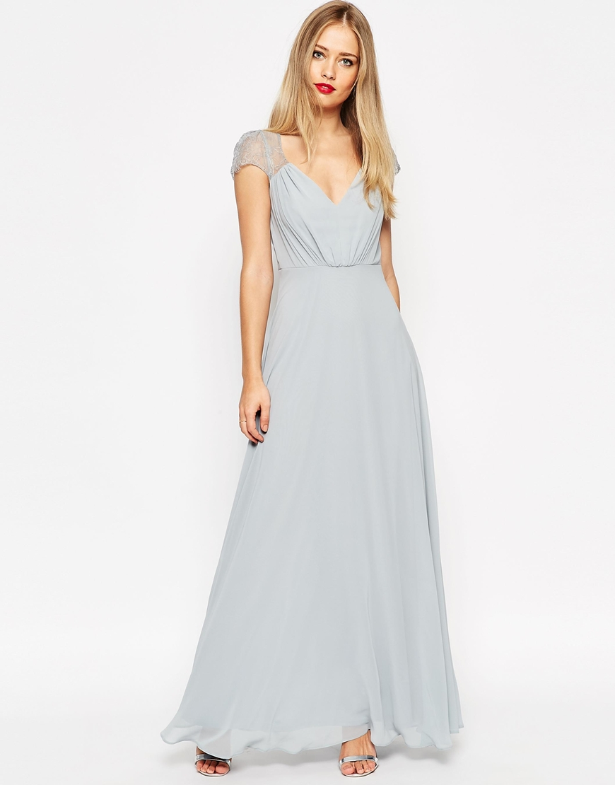 Asos Kate Lace Maxi Dress in White (Icegrey) | Lyst
