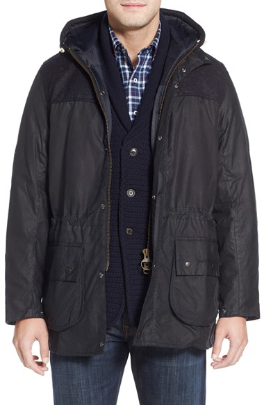 Barbour 'durham' Waxed Cotton And Tweed Wool Jacket in Blue for Men - Lyst