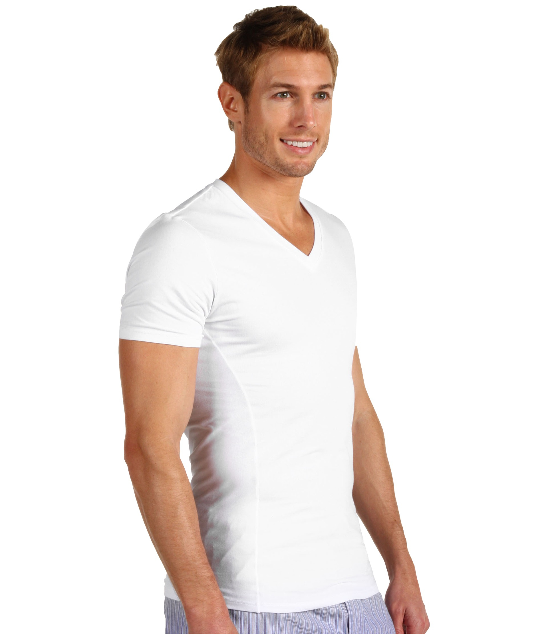 Calvin Klein Pro Stretch Slim Fit Vneck in White for Men - Lyst
