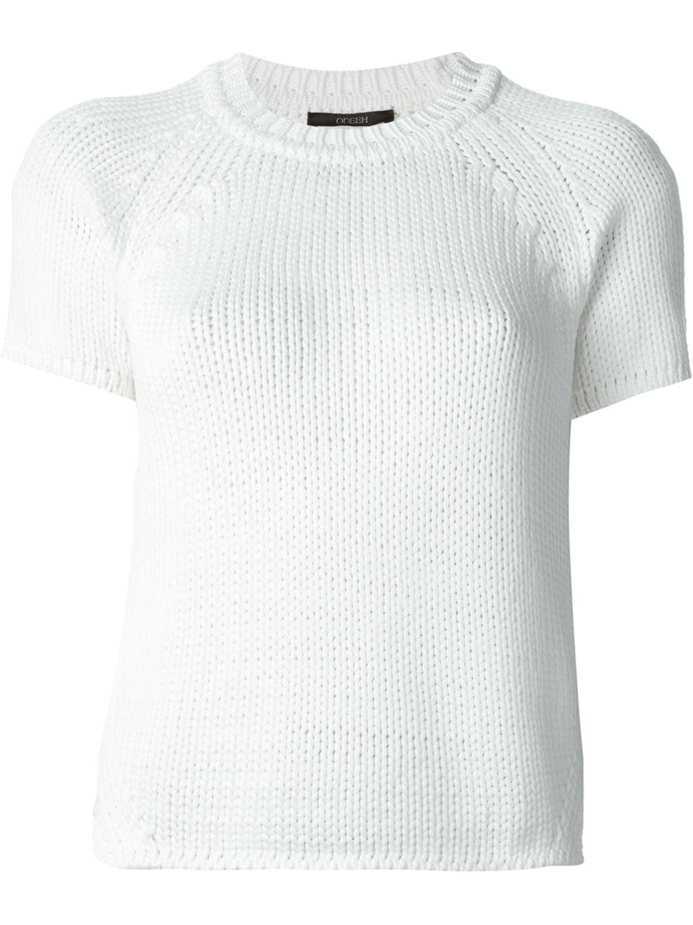 ODEEH Short Sleeve Sweater in White | Lyst