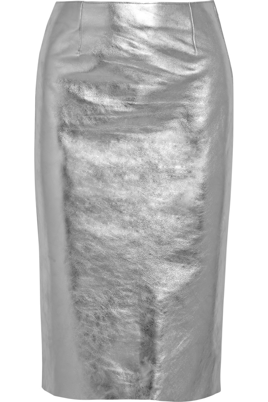 Maje Gallium Metallic Leather Pencil Skirt | Lyst