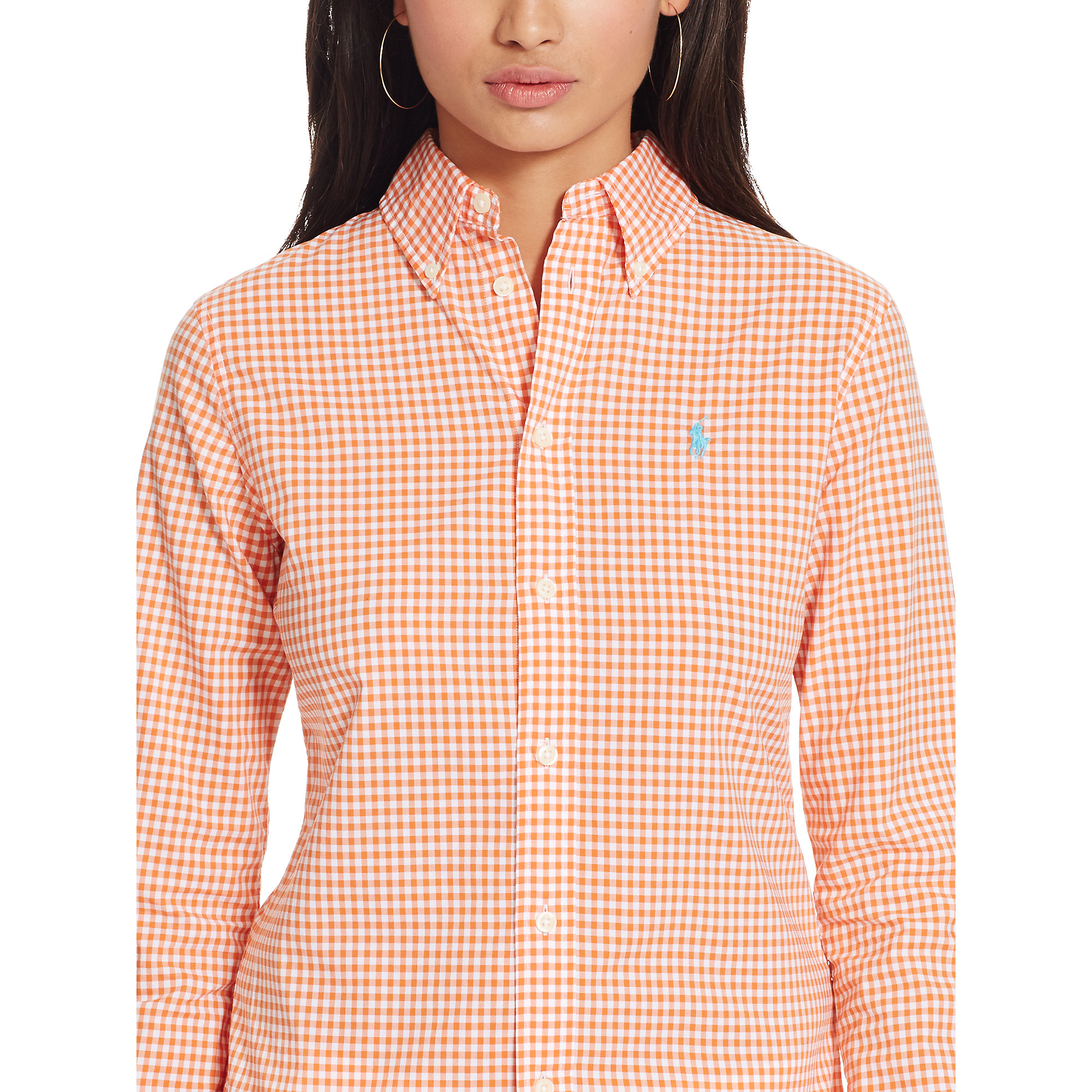 orange gingham shirt womens