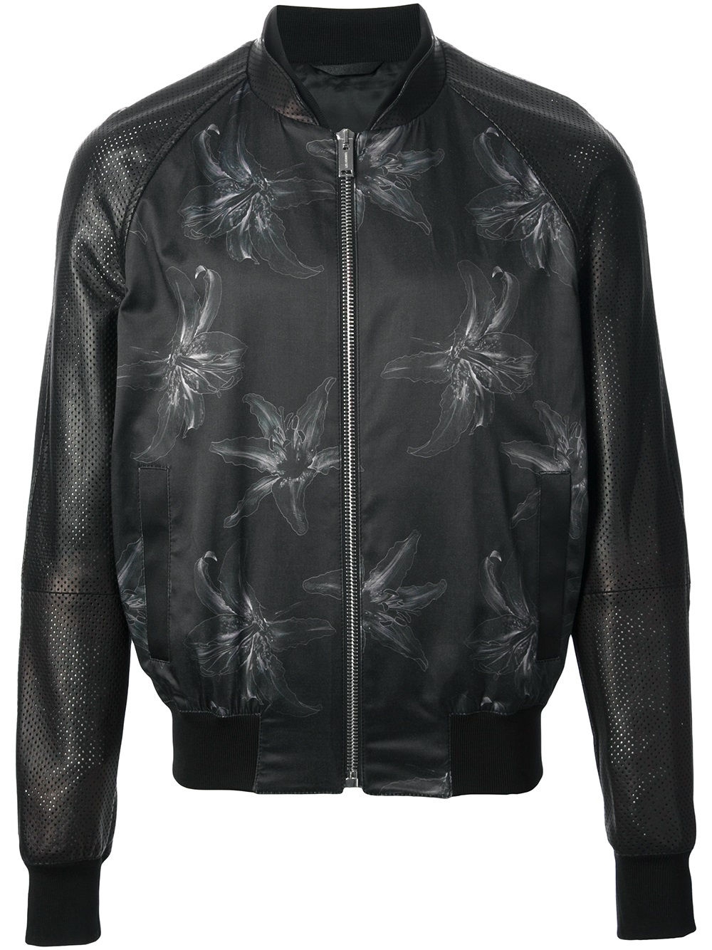 Les Hommes Floral Print Bomber Jacket in Black for Men - Lyst
