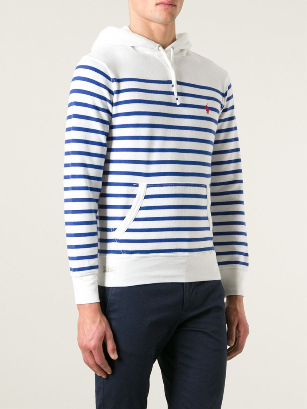 Polo Ralph Lauren Striped Hoodie in White for Men Lyst