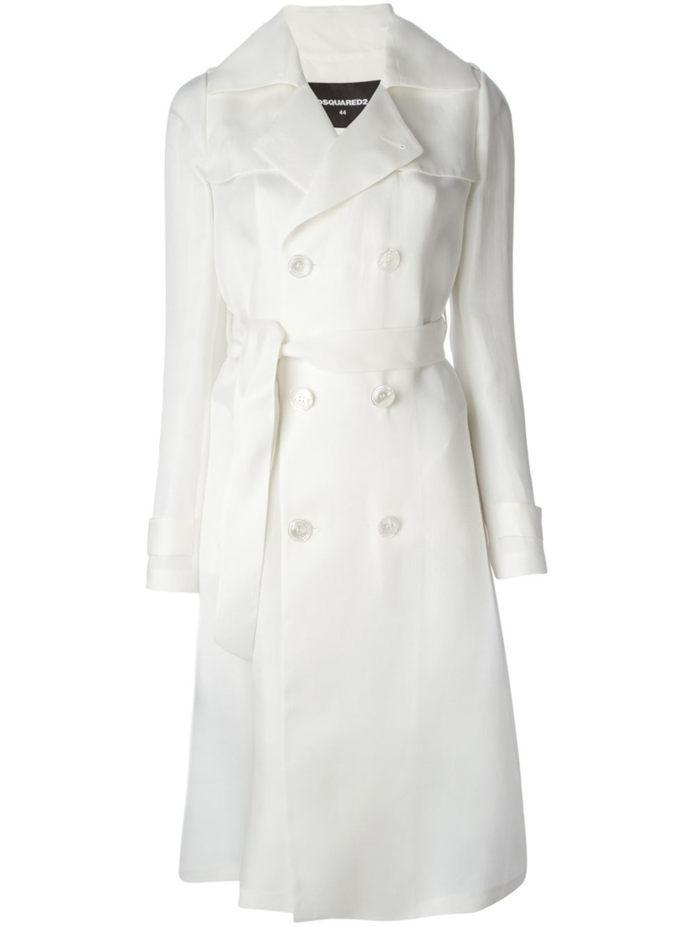 Dsquared² Belted Trench Coat in White | Lyst