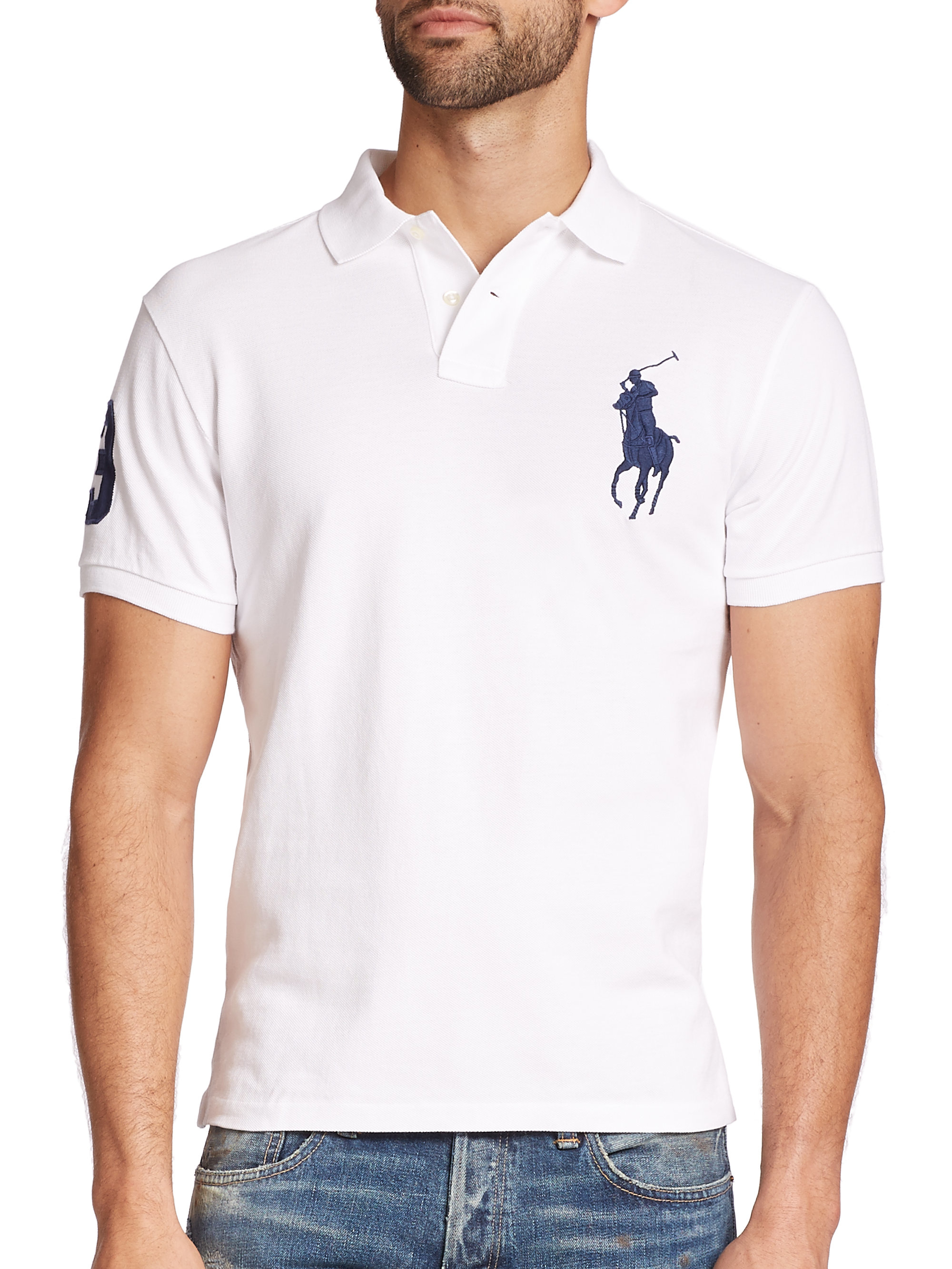 Polo ralph lauren Custom-fit Big Pony Mesh Polo in White for Men - Save ...