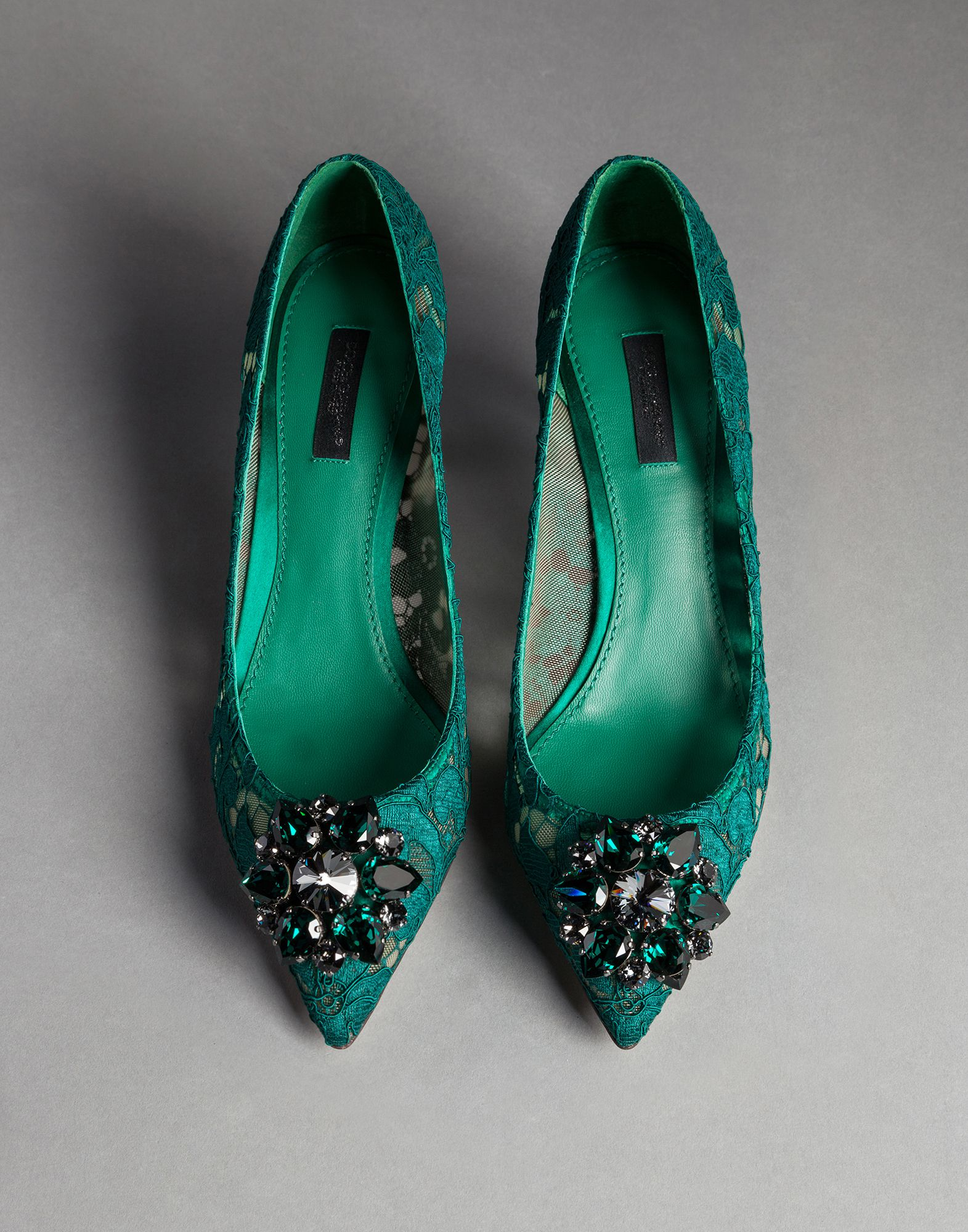 dolce & gabbana bellucci embellished lace pumps