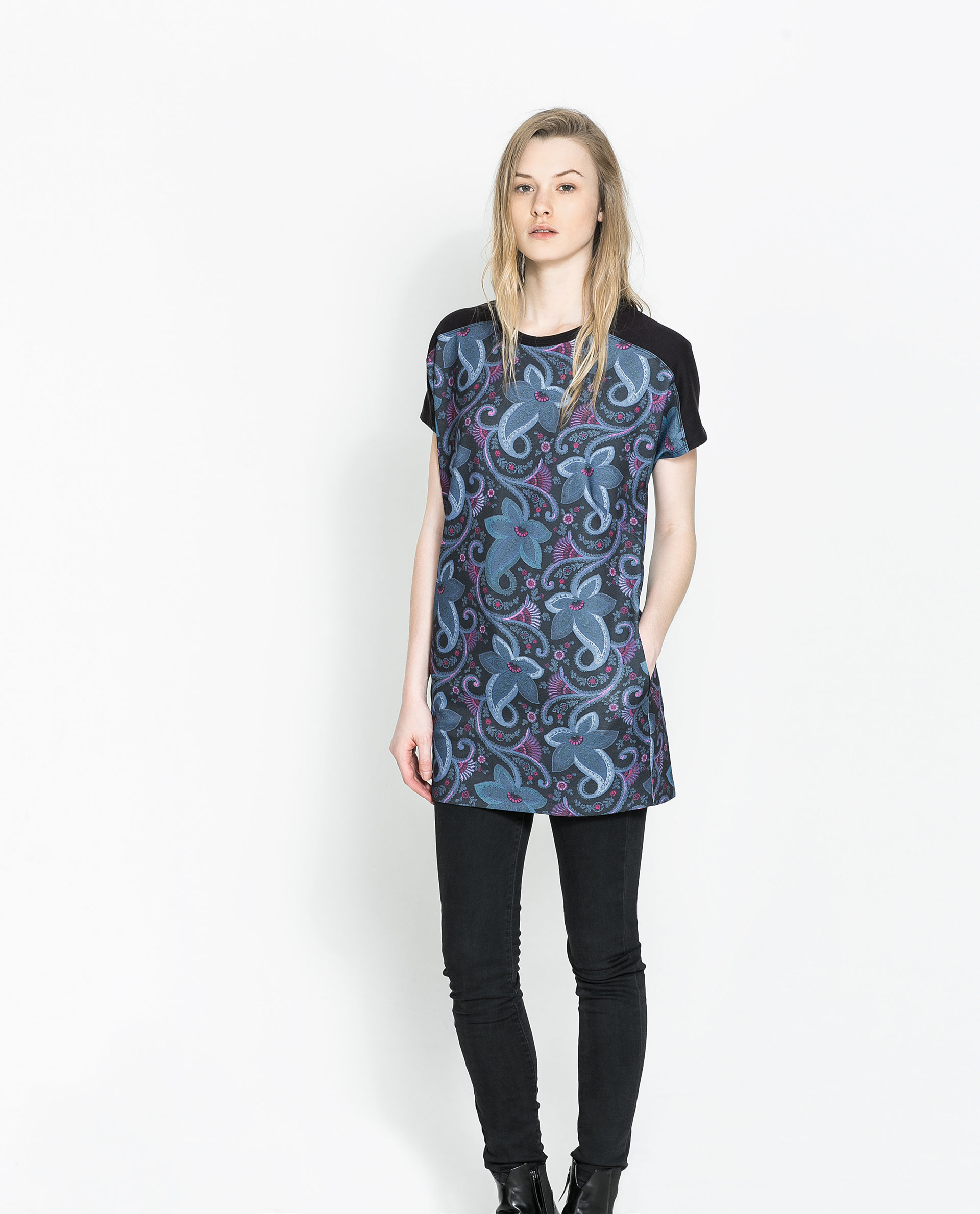 zara blue flowy dress