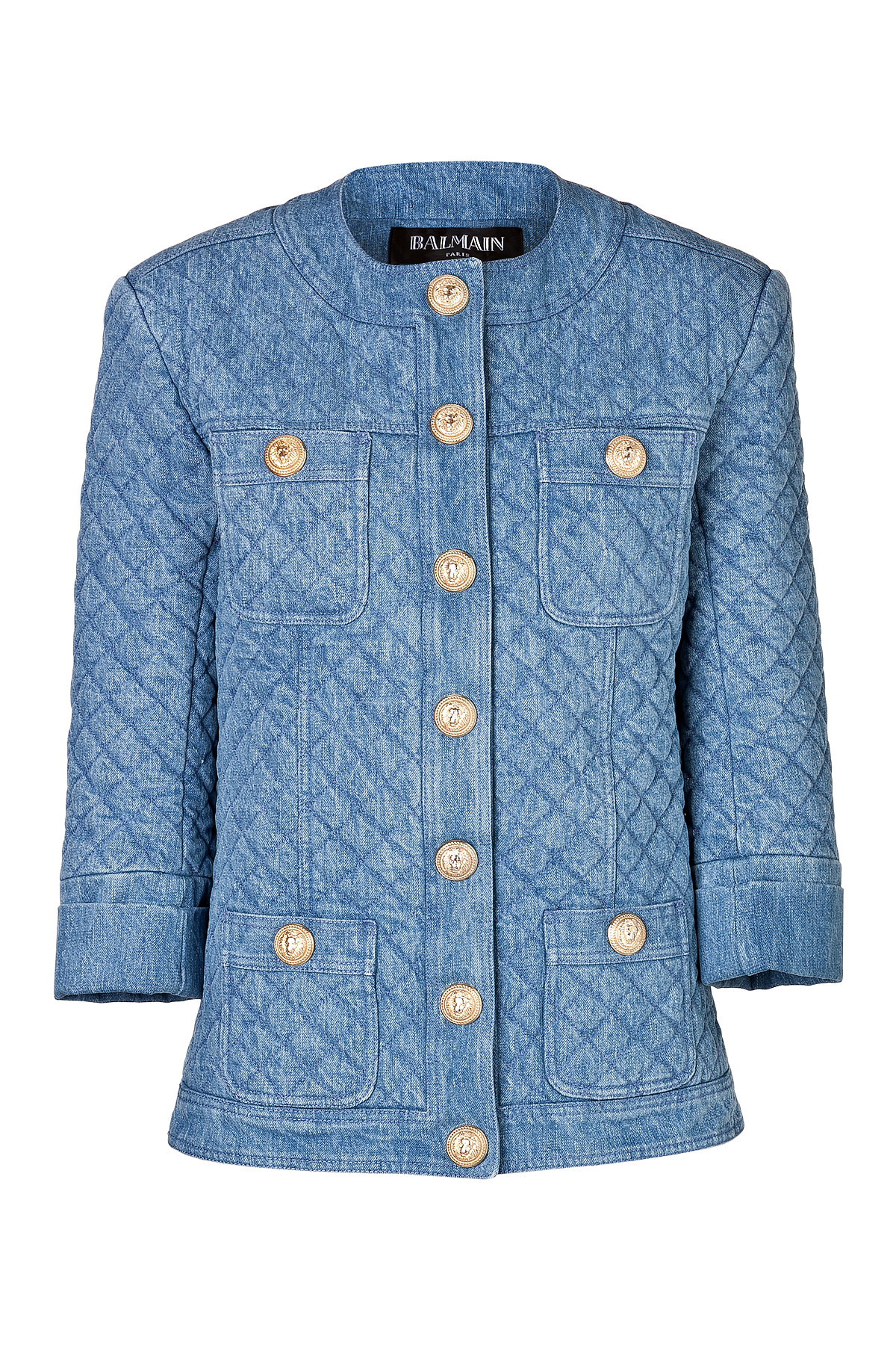 Balmain Quilted Denim Jacket in Blue Lyst