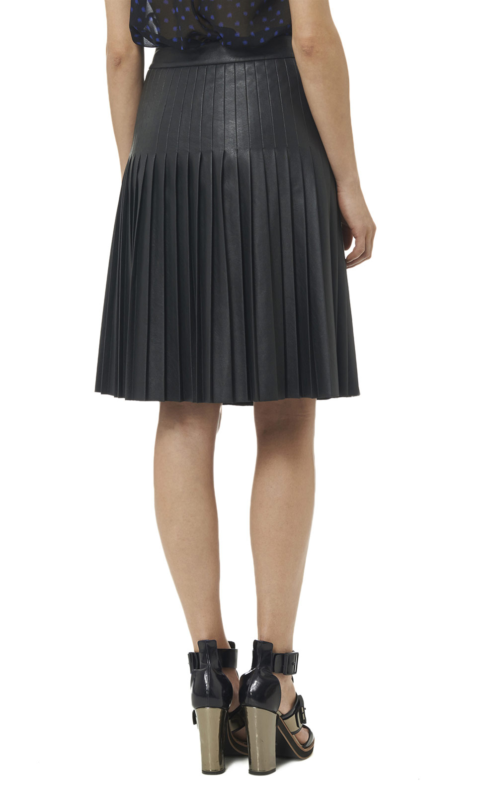 Rebecca Taylor Faux Leather Pleated Skirt in Black - Lyst