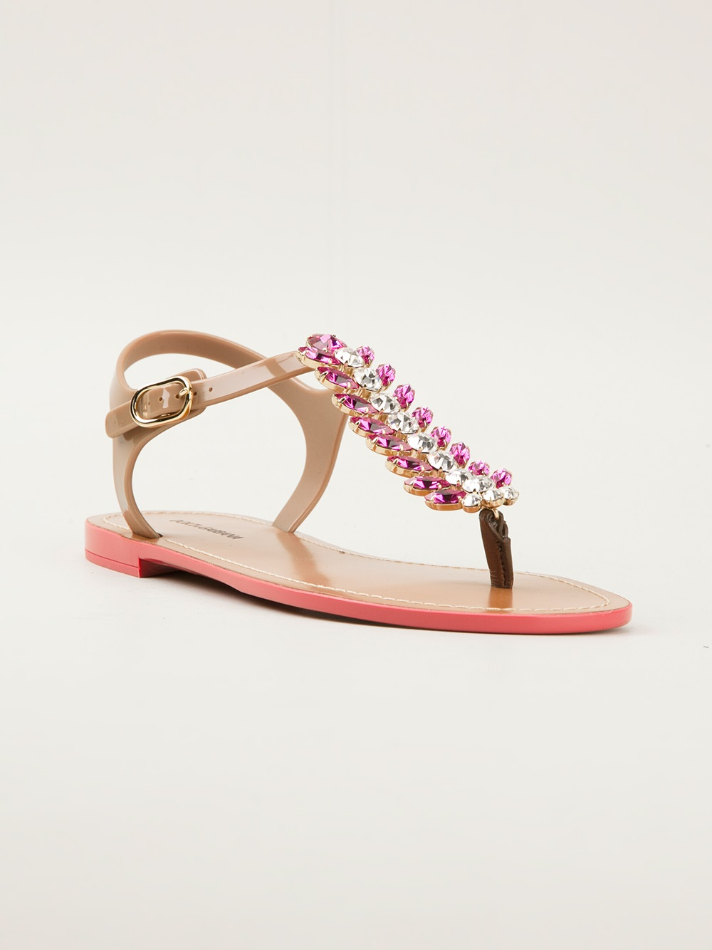 Lyst - Dolce & Gabbana Embellished Sandals in Brown
