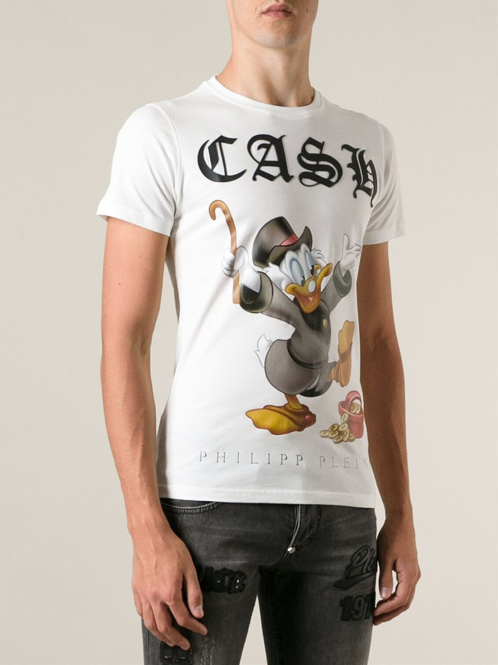 Philipp Plein Donald Duck Print T-Shirt in White for Men | Lyst