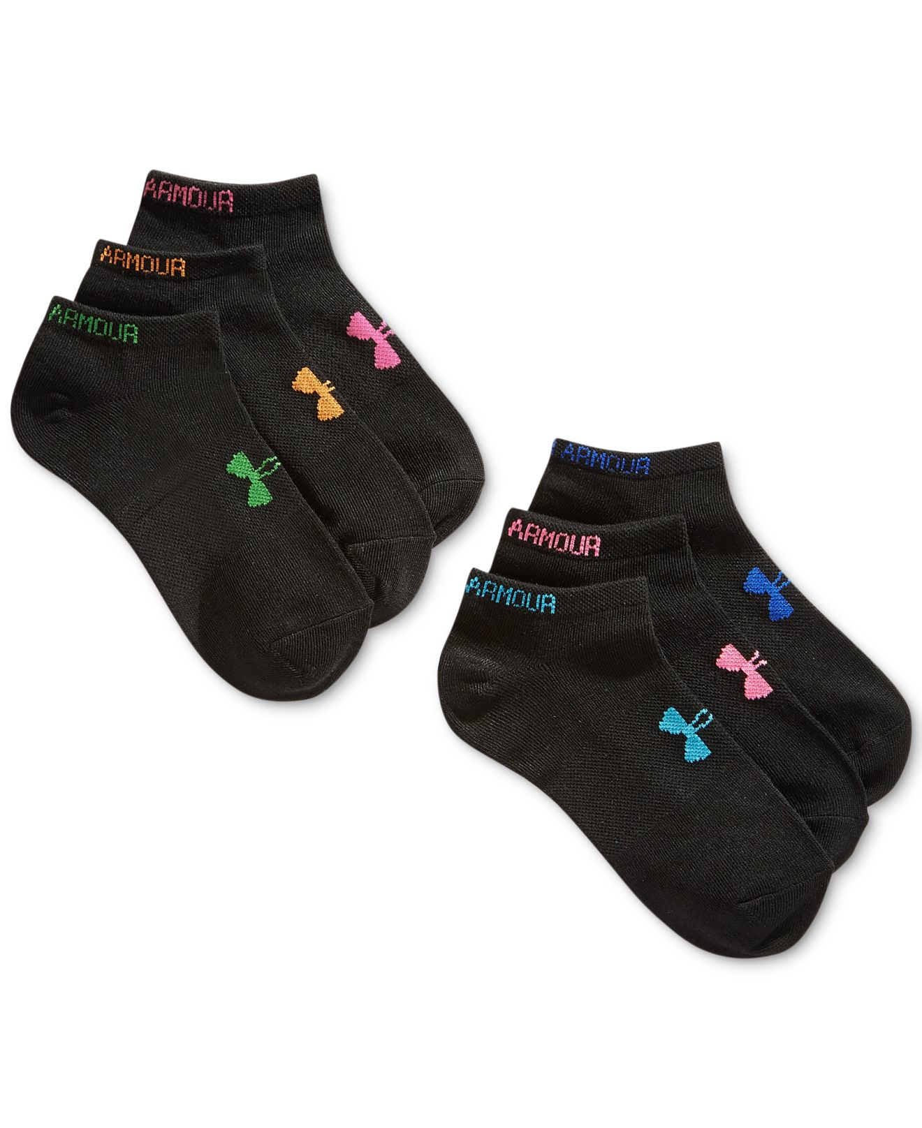 Under Armour Black Assortment Womens Liner No Show Socks 6 Pack Black Product 0 267627403 Normal 