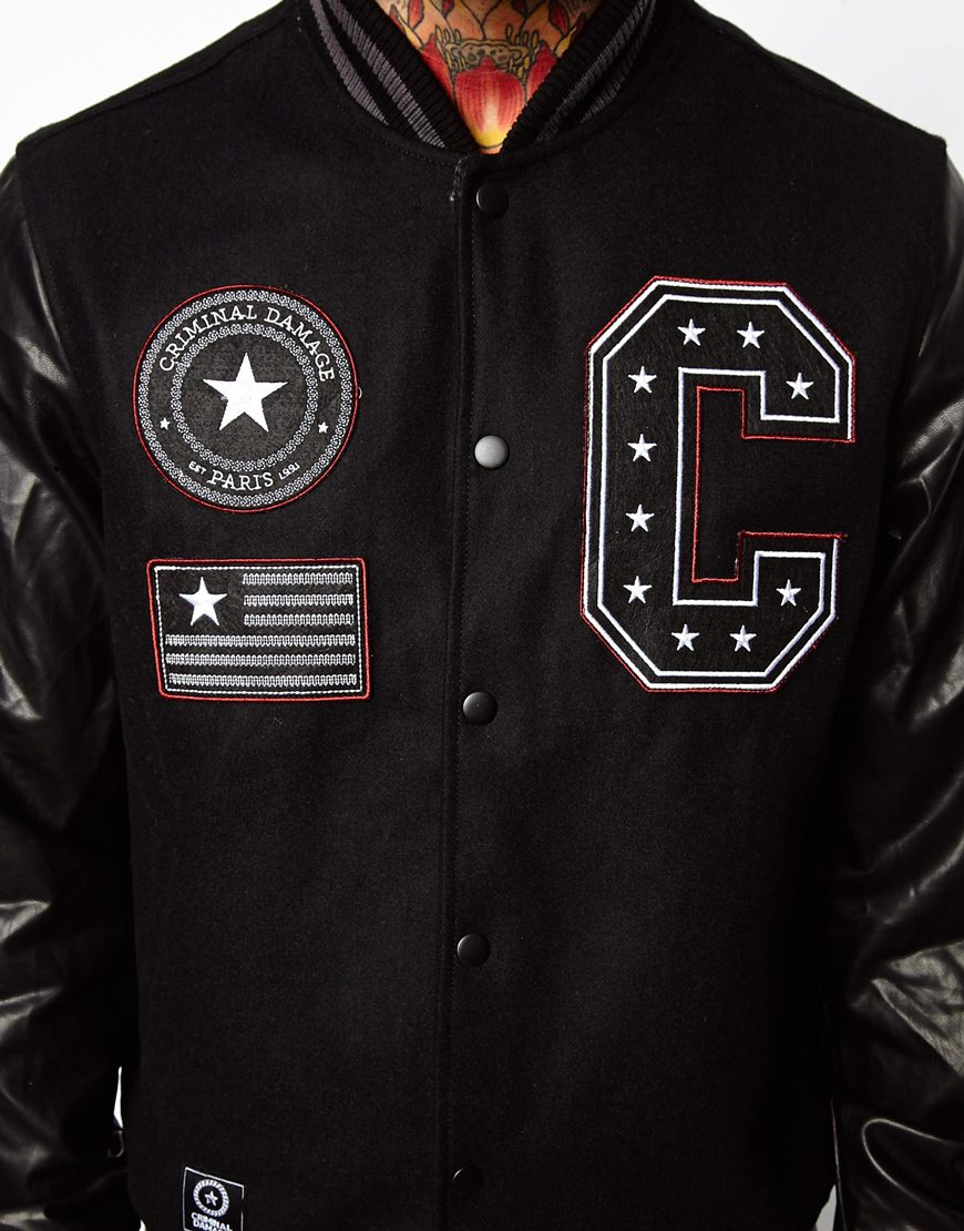 criminal damage varsity jacket