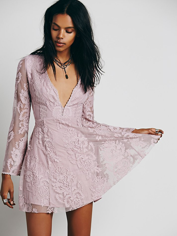 free people purple lace dress Honey Honey Mini Dress