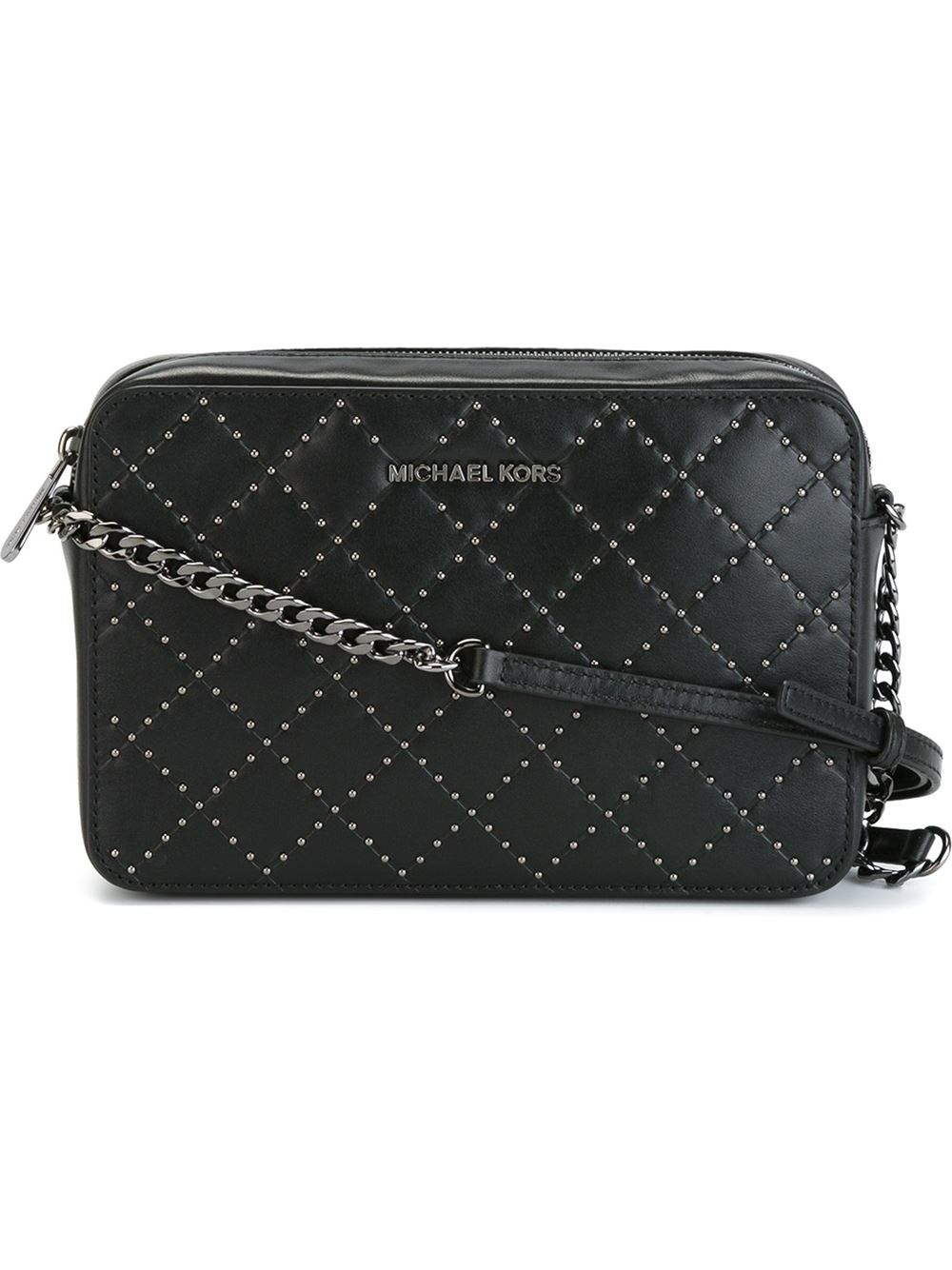 Total 64+ imagen michael kors black studded crossbody purse