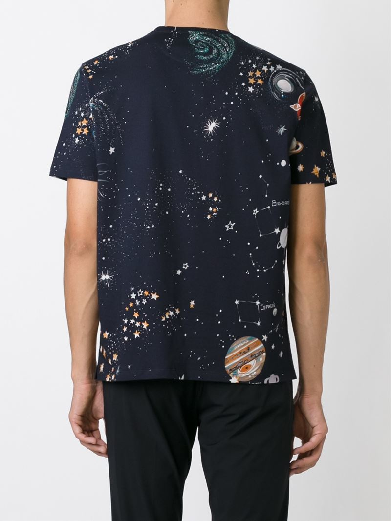 Valentino Space Print T-Shirt in Blue for Men - Lyst