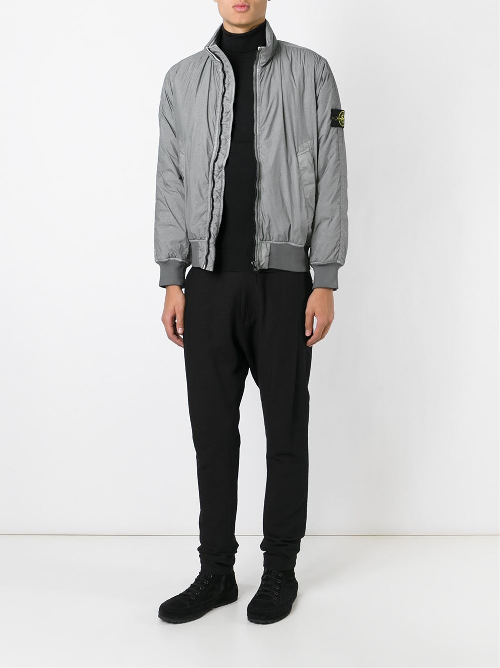 Stone Island Padded Bomber Jacket in Grey (Gray) for Men | Lyst