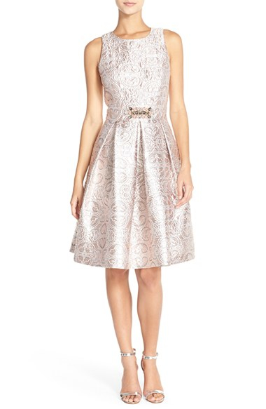 Eliza J Belted Jacquard Fit and Flare Dress #dress #womenfashion ... Eliza J Belted Jacquard Fit and Flare Dress #dress #womenfashion ...