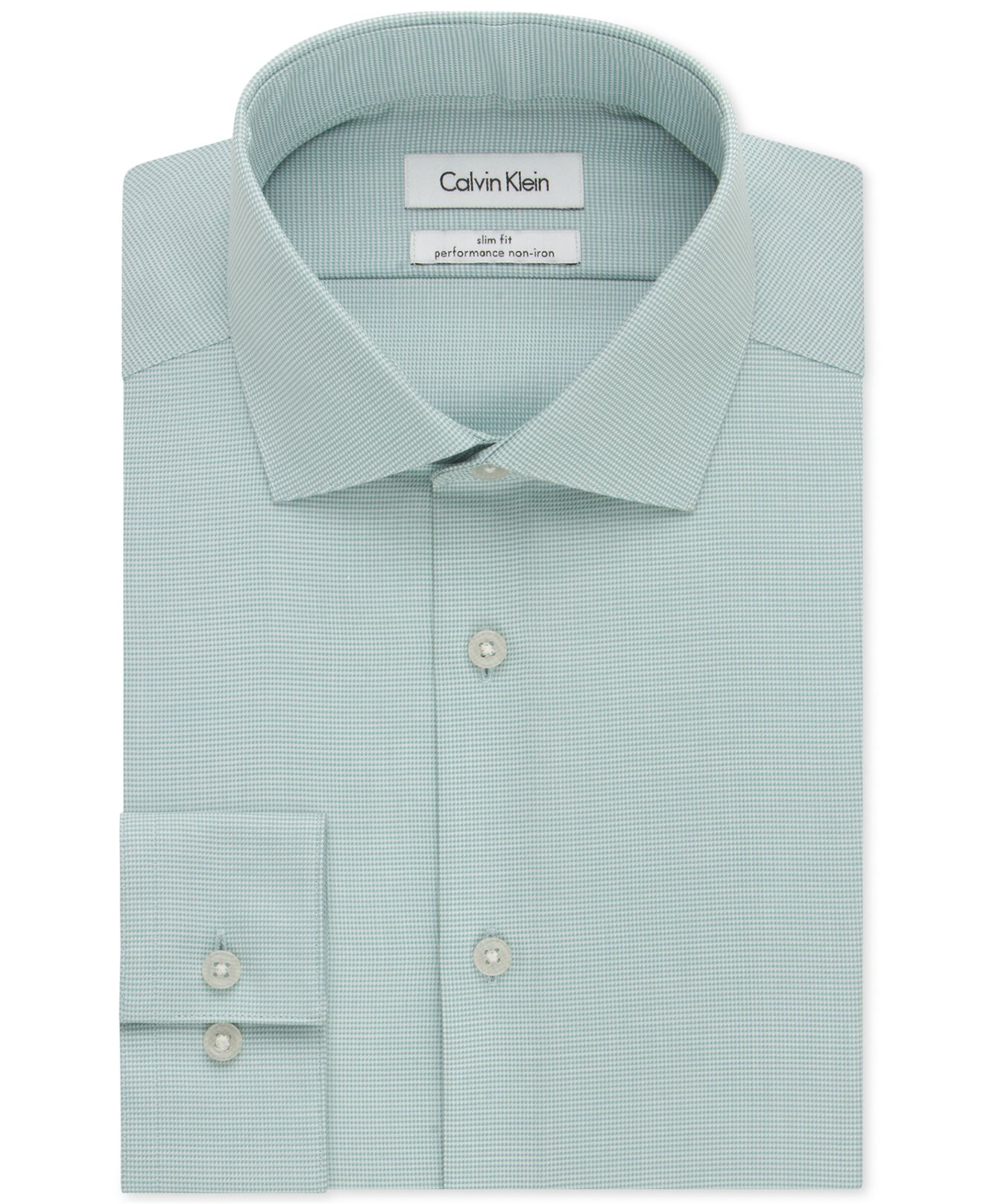 Calvin Klein Steel Slim-fit Non-iron Performance Houndstooth Dress Shirt in  Silver Sage (Green) for Men | Lyst