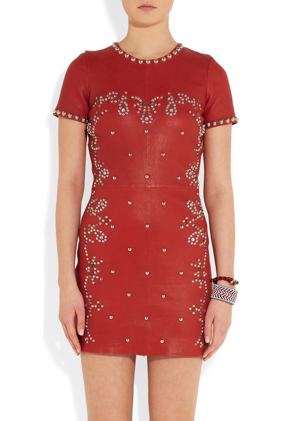 Lyst - Isabel Marant Dreamy Studded Stretch-Leather Mini Dress in Red