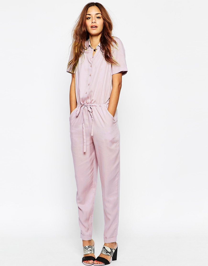 purple utility jumpsuit