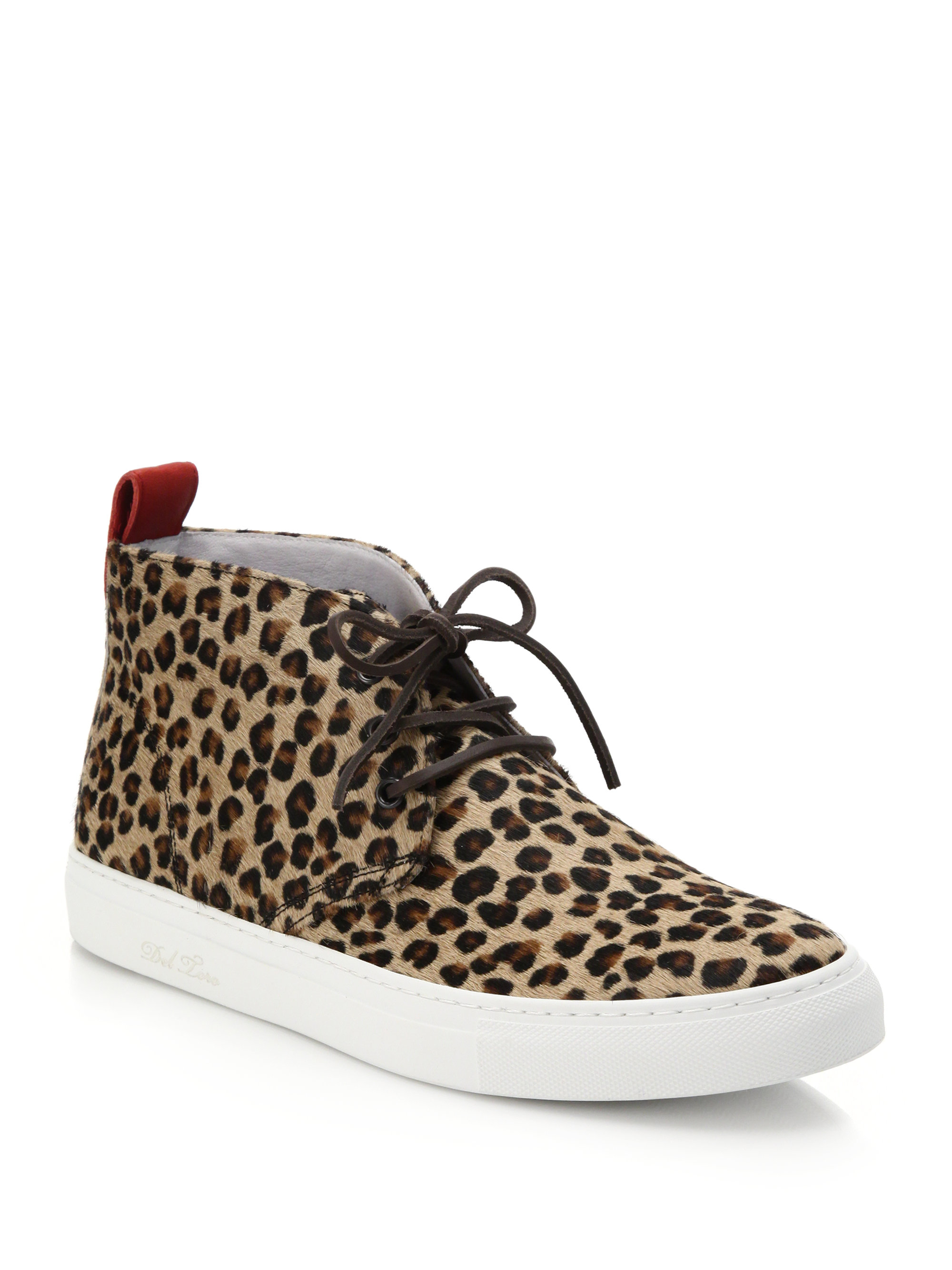 Del Toro Leopardprint Pony Hair Chukka Sneakers for Men