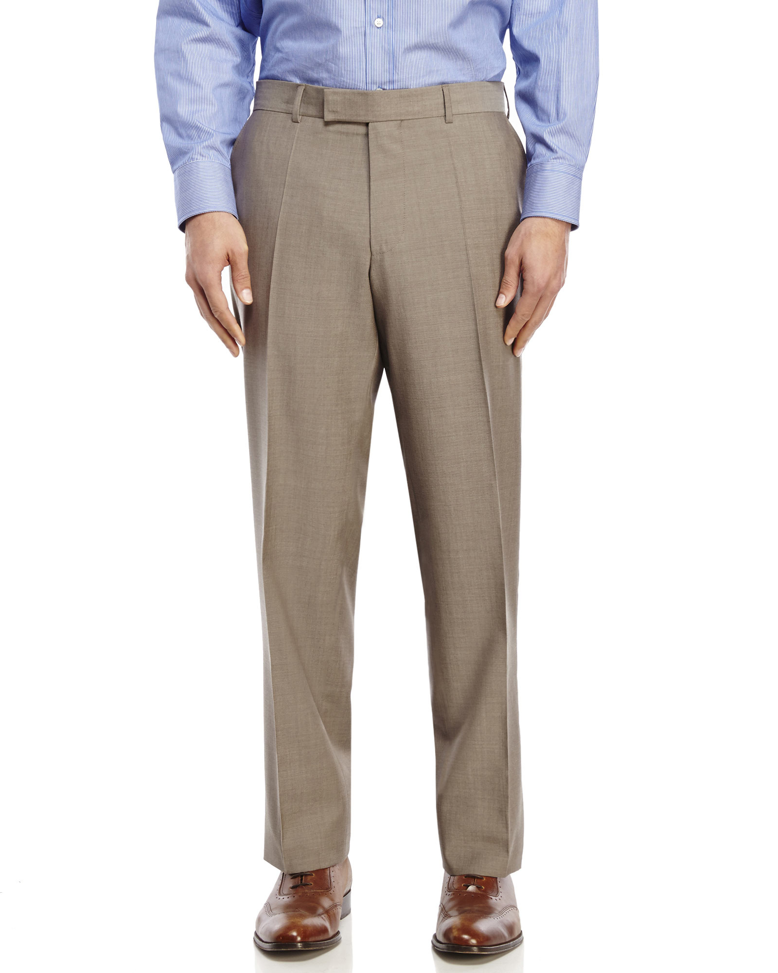 Boss Flat Front Wool Dress Pants in Brown for Men (Medium Brown) | Lyst