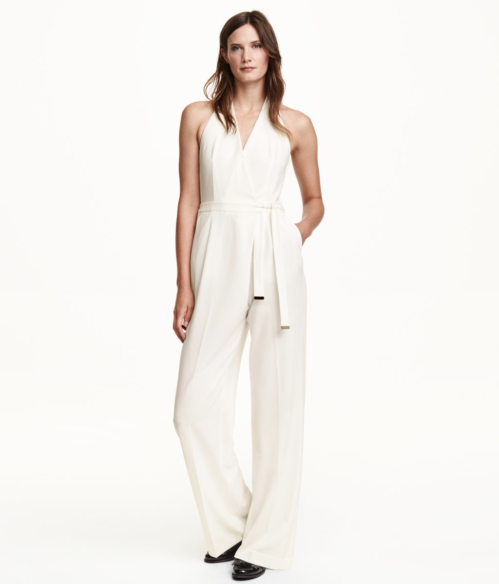 halter neck jumpsuit white